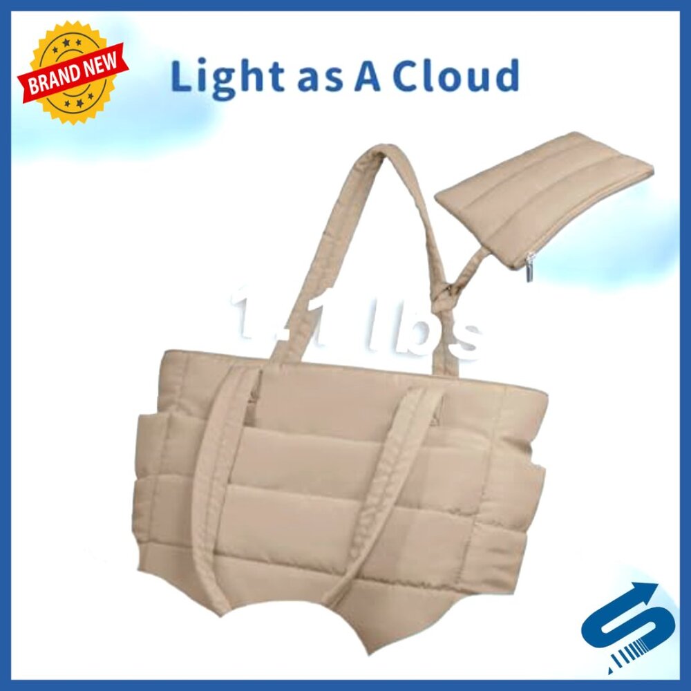 Lightweight Puffer Tote Bag with 9 Pockets, Laptop Sleeve, 30L Capacity - Picture 4 of 7
